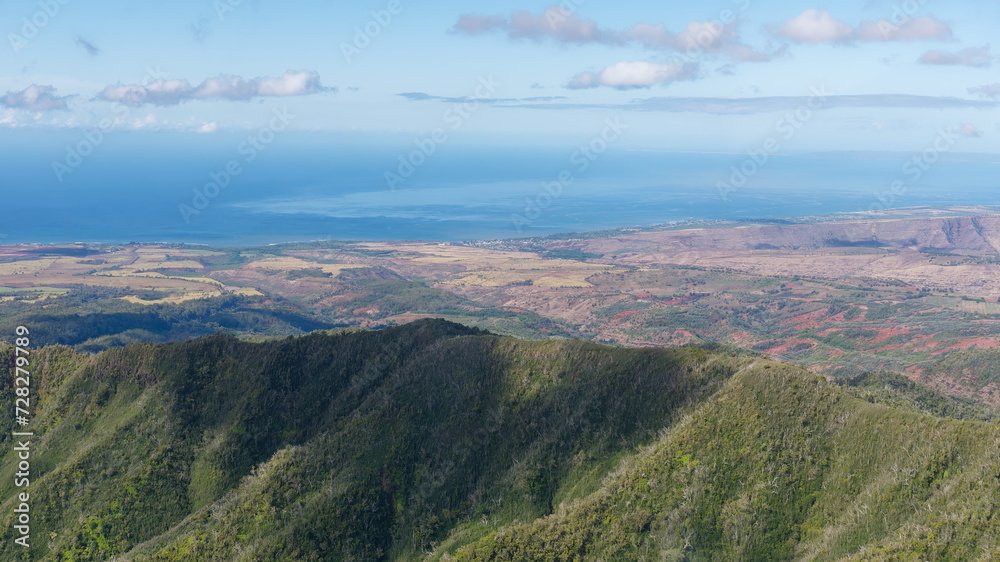 Aerial view from a tourist plane of the Island of Kauai, Hawaii, USA Aerial view from a tourist plane of the Island of Kauai, Hawaii, USA