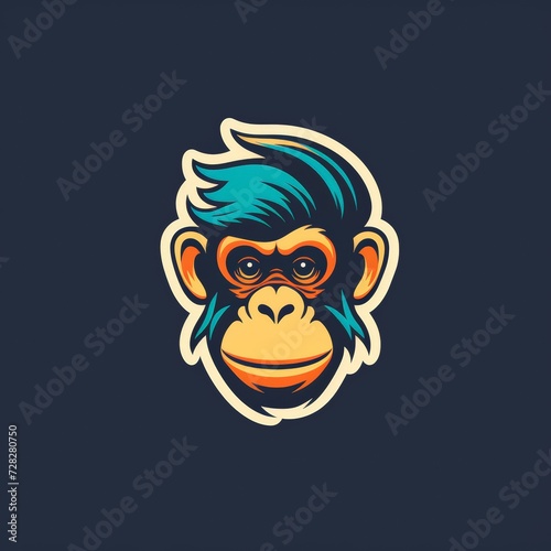 Flat logo vector logo of Monkey mascot logo gamming logo monkey head 