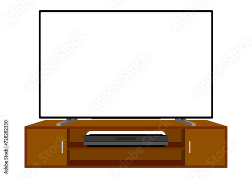 テレビ台にテレビとブルーレイレコーダーを設置する