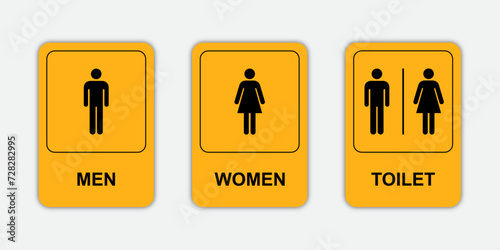 vector yellow toilet signs on wall men and women