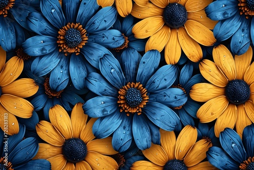 Wallpaper Mural Flower Power A Vibrant Blue and Yellow Bouquet Generative AI Torontodigital.ca