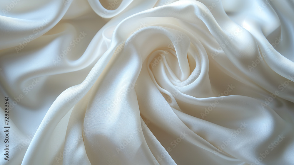 Luxurious Touch: Close-Up of Smooth White Mulberry Silk Luxurious Touch: Close-Up of Smooth White Mulberry Silk