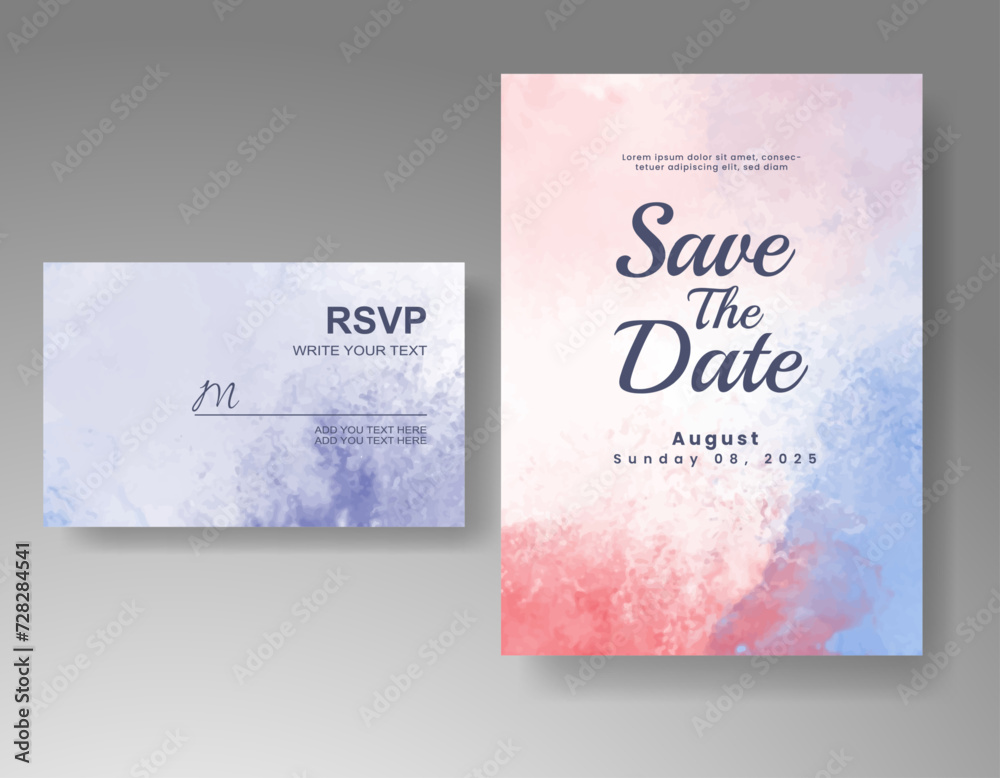 Wedding invitation with abstract watercolor background