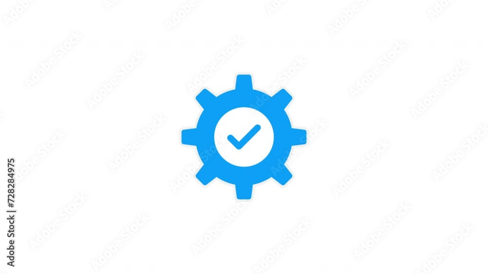 Blue apply settings white icon animation on white background. 4k Video Blue apply settings white icon animation on white background. 4k Video