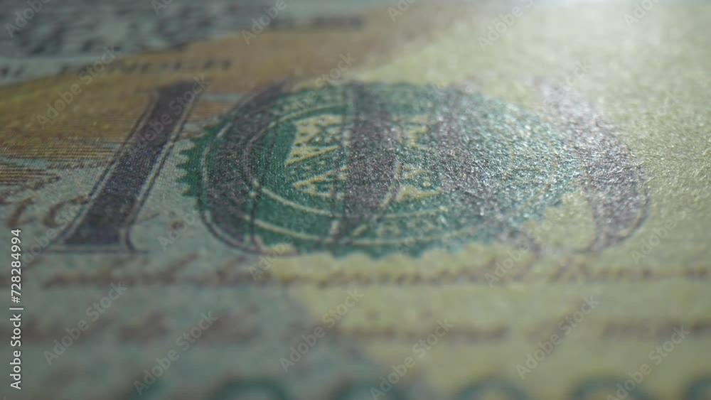 Detailed close-up of a one hundred dollar paper banknote, revealing intricate design elements. Mesmerizing macro view. Currency and wealth concept. Shot with 24mm probe macro lens. 4K HDR.
Detailed close-up of a one hundred dollar paper banknote, revealing intricate design elements. Mesmerizing macro view. Currency and wealth concept. Shot with 24mm probe macro lens. 4K HDR.