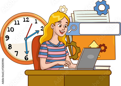 work and time concept vector illustration.Time management.Office deadline.