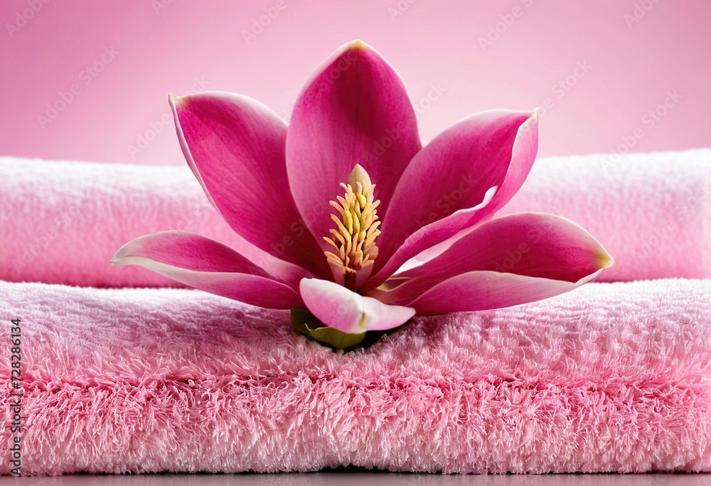 pink towel and pink flower pink towel and pink flower