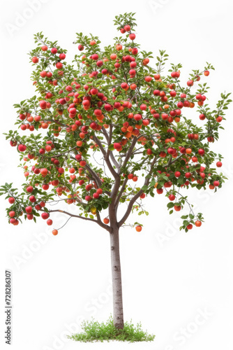 Apple tree with fruits isolated on white background