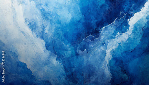 Night Sky Abstract: Moody Blue Watercolor Background with Cloudy Atmosphere and Subtle Light Effects
