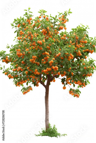 Apricot tree with fruits isolated on a white background