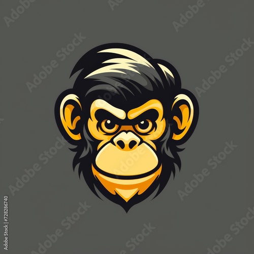 Flat logo vector logo of Monkey mascot logo gamming logo monkey head 