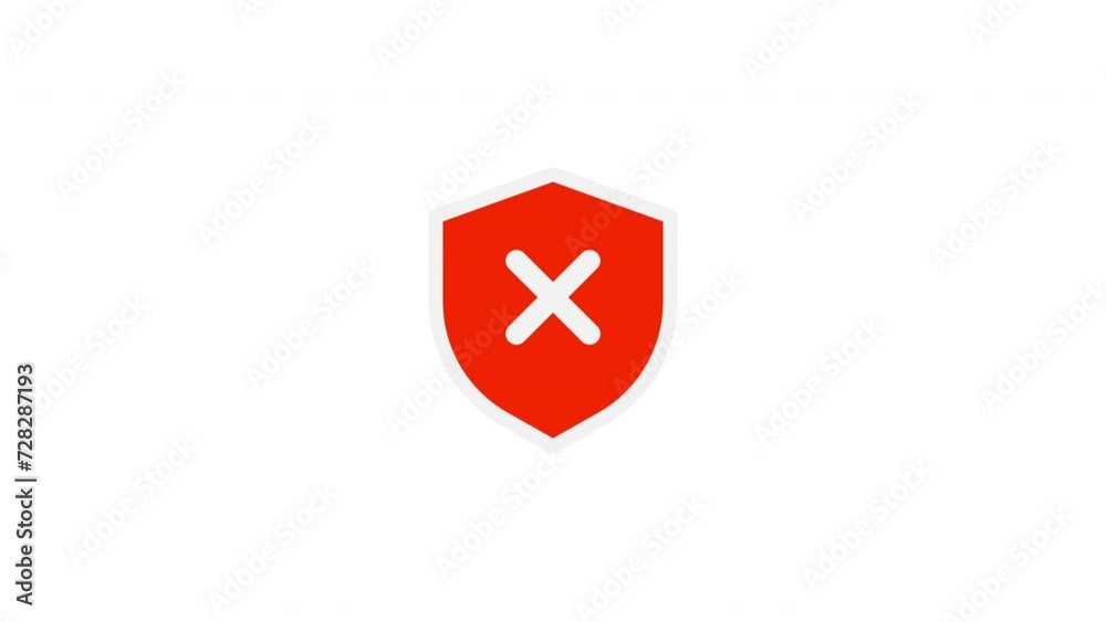 Unsafe security Icon animation. cross with red shield on white background. 4k Video Unsafe security Icon animation. cross with red shield on white background. 4k Video
