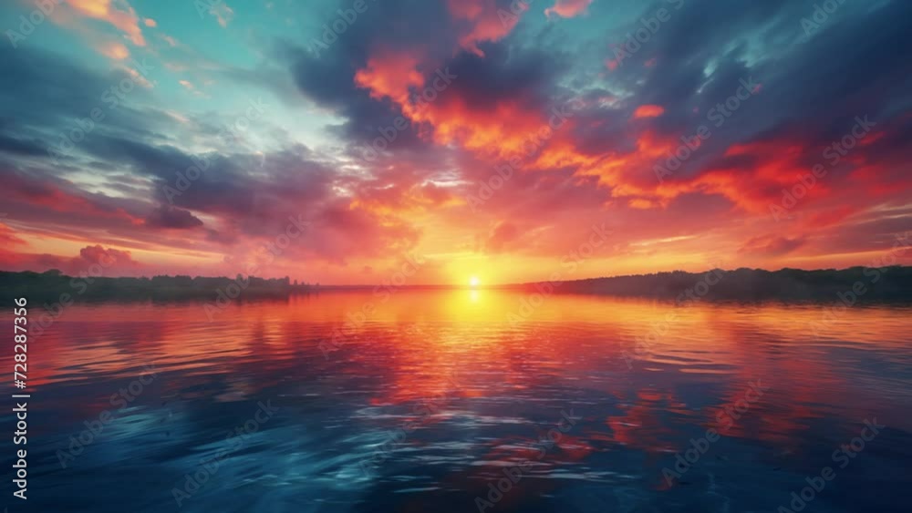 Beautiful sunset sky. Nature sky backgrounds. sunset over the lake. seamless looping overlay 4k virtual video animation background Beautiful sunset sky. Nature sky backgrounds. sunset over the lake. seamless looping overlay 4k virtual video animation background