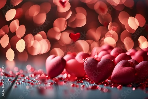 Valentines day background with heart-shaped balloons.