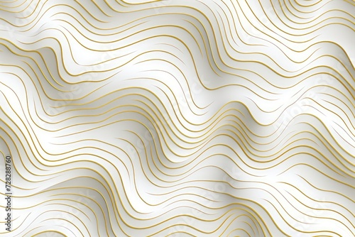 Gold wavy lines on a white background. Vector seamless pattern.