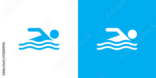 vector blue swimming icon 
