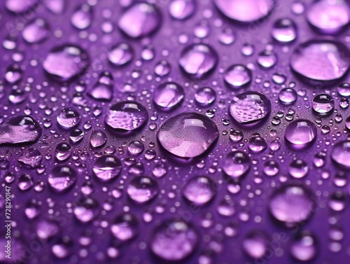 Water drops on a purple surface.