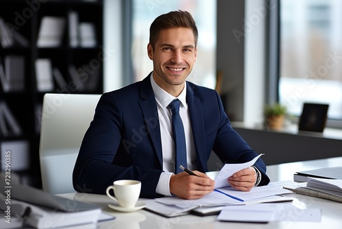 businessman working with documents in office at office. business and office concept