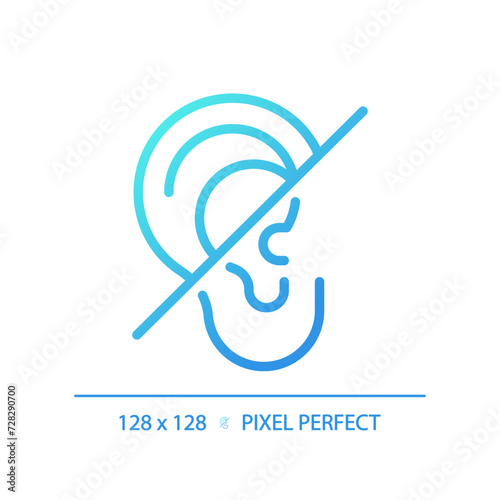 Hearing loss gradient linear vector icon. Intellectual disability, hearing aids. Deafness recovery. Lifelong ear trauma. Thin line color symbol. Modern style pictogram. Vector isolated outline drawing