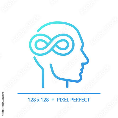 Autism awareness gradient linear vector icon. Intellectual disability, cognitive development. Social interaction issues. Thin line color symbol. Modern style pictogram. Vector isolated outline drawing