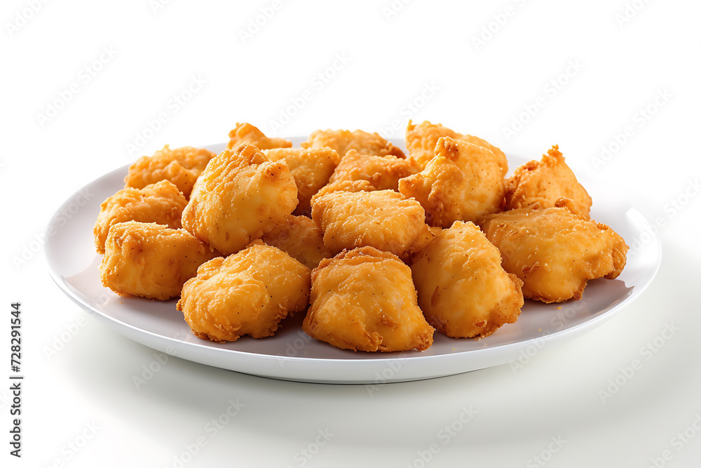 nuggets on a plate isolated on white background nuggets on a plate isolated on white background