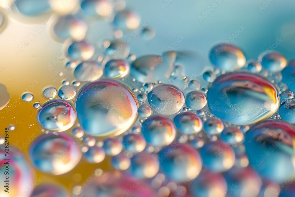 Bright and uniquely colored oil bubbles.