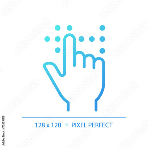 Braille fingertouch language gradient linear vector icon. Vision loss special needs. Healthcare, lifestyle medicine. Thin line color symbol. Modern style pictogram. Vector isolated outline drawing