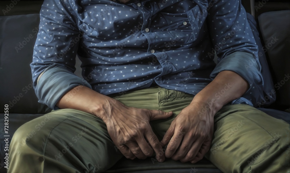Discontented Man Gets Relief by Scratching an Itchy Skin Discontented Man Gets Relief by Scratching an Itchy Skin