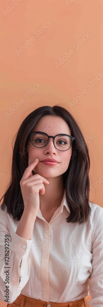 Young female teacher isolated from a peach color background Young female teacher isolated from a peach color background
