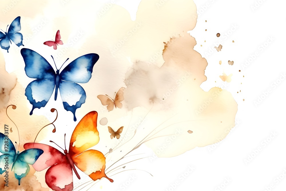 watercolor abstract colorful butterfly on the white background. Wings look like wet watercolor splashing.