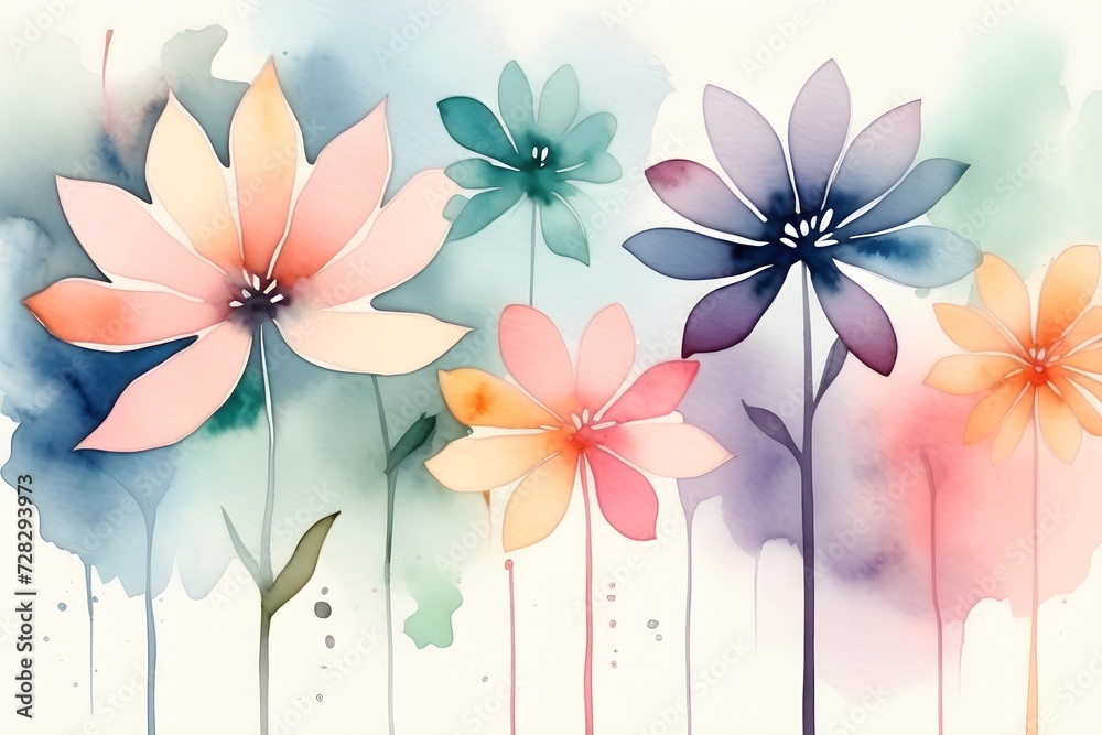 Obraz premium abstract watercolor classic pastel flowers background, pastel, romance