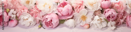 Beautiful background of fresh pink peonies in full bloom  close-up  top view. The concept of a happy Mother s Day  birthday or Valentine s Day greeting card.