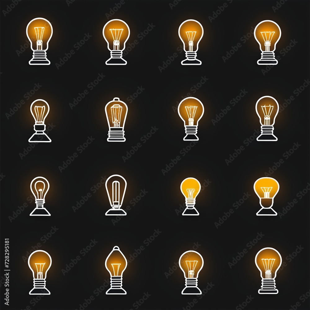 Idea Lamp Icon Collection in Modern Flat Style Idea Lamp Icon Collection in Modern Flat Style