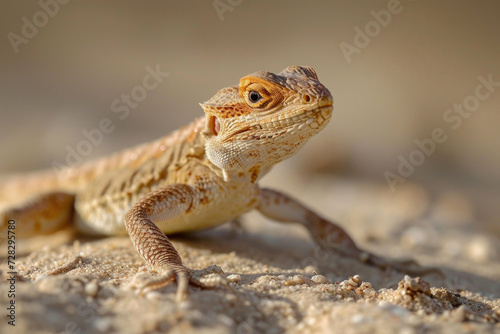 An up-close look at a lizard's world in the sandy wilderness, revealing hidden wonders