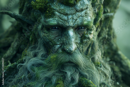 Arawn  Celtic God of the Otherworld  Ancient Moss-Covered Face Enshrined in a Tree