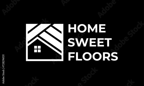 flooring tiles installation logo design concept