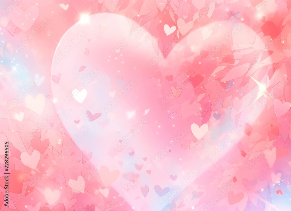 a large pink heart with glitter confetti on it