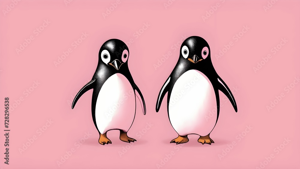 Obraz premium minimalistic drawing of a cartoon penguin . for a children's postcard