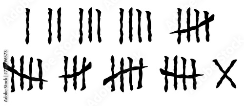 set of tally mark count lines isolated. 3D Illustration photo