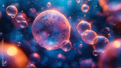 Glowing Bubbles in Space A Celestial Splash of Color and Light Generative AI