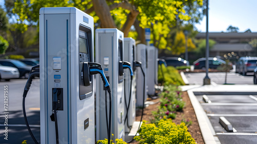 Electric Vehicle Charging Stations in Parking Lot