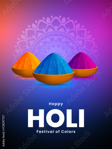 Holi festival poster design. Indian Festival of Colors. Colorful Holi celebration festive background. Vector illustration