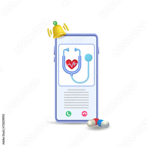 
A stethoscope and a heart. Diagnostic center, medical examination.
 A vector image.
