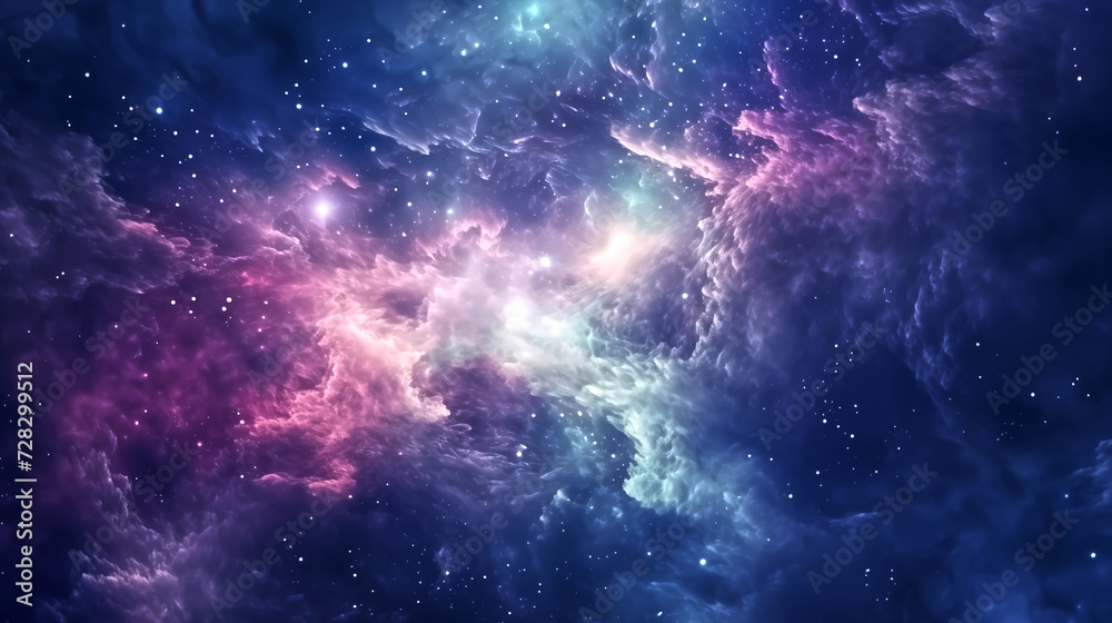Colorful space galaxy cloud nebula. Stary night cosmos. Universe