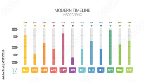 Gantt chart timeline infographic template. Modern milestone element timeline diagram calendar and 4 quarter topics, vector infographics.