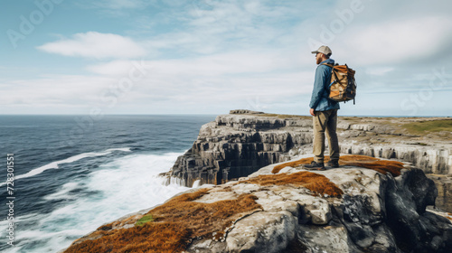 Mature man standing on cliff