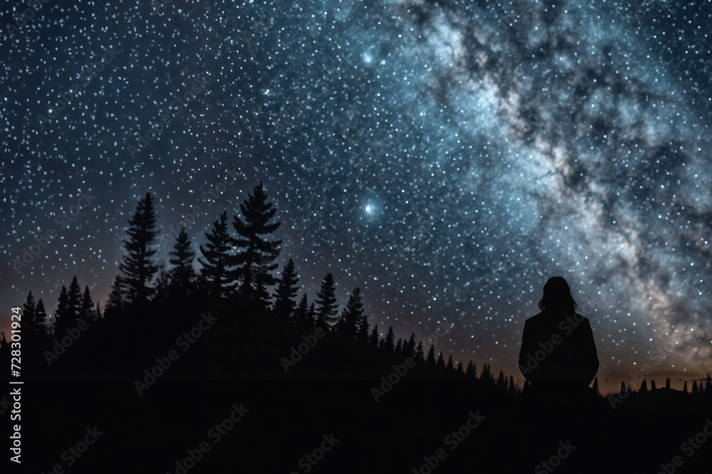 Sinfonia Stellare- Un Essere Umano sotto il Maestoso Cielo Notturno.