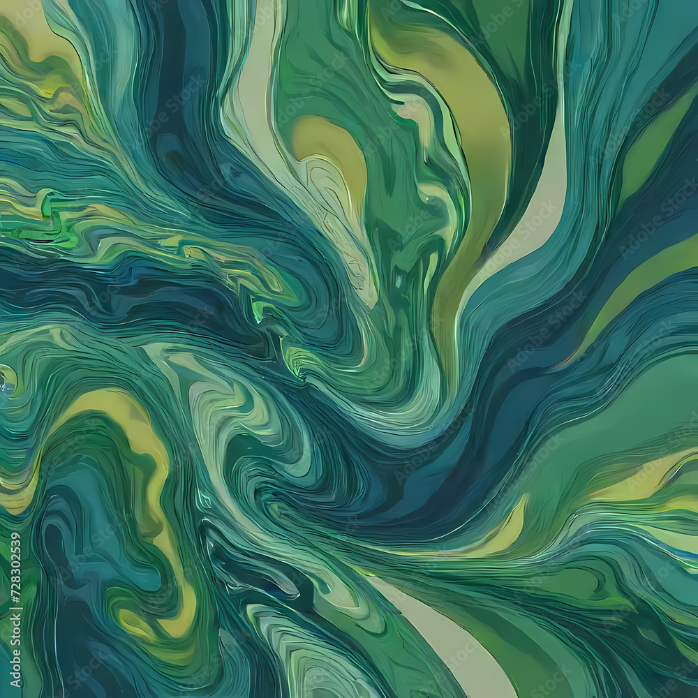 an abstract background inspired by fluid motion, incorporating shades of blue and green with subtle hints of metallic textures an abstract background inspired by fluid motion, incorporating shades of blue and green with subtle hints of metallic textures