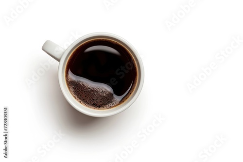 Coffee Cup on White Background, High Angle Wiew. Clipping Path Included 