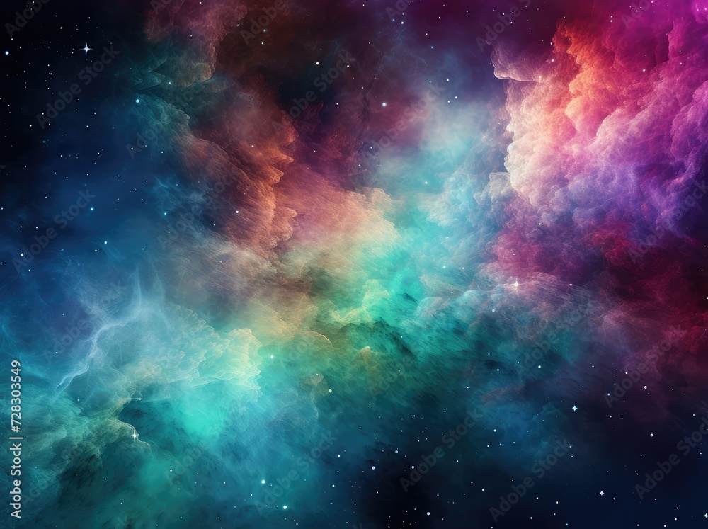 Cosmic Splendor: A Celestial Rainbow Amidst Star-Studded Space - Generative AI